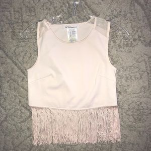 Bcbg fringe crop top